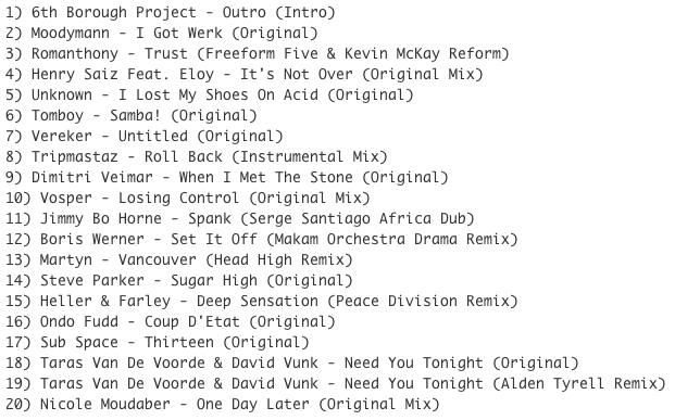 Subway Baby-Haus Your Buddy (Mixsession 13) TRACKLIST