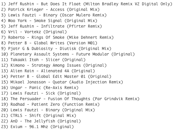 Subway Baby-In The Technotrunk (Part 30) TRACKLIST