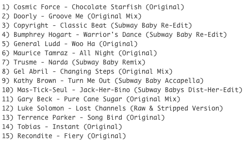 Subway Baby-Haus Your Buddy (Mixsession 14) TRACKLIST
