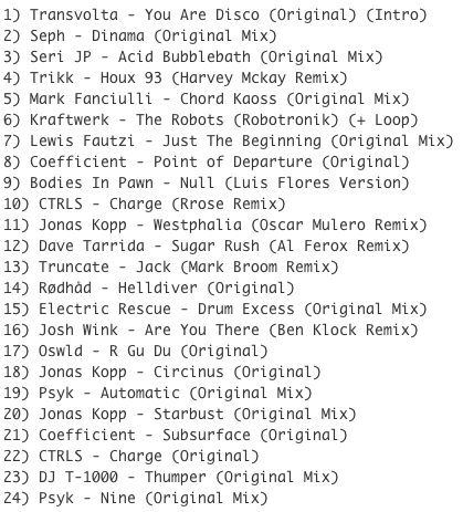 Subway Baby-In The Technotrunk (Part 33) TRACKLIST