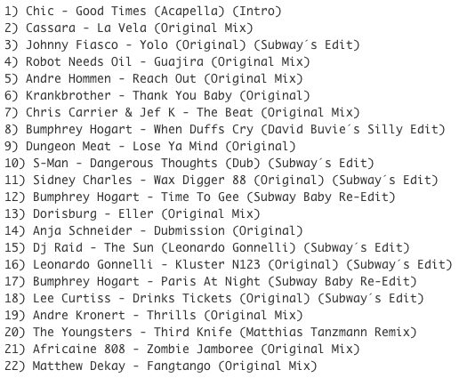 Subway Baby-Haus Your Buddy (Mixsession 15) TRACKLIST