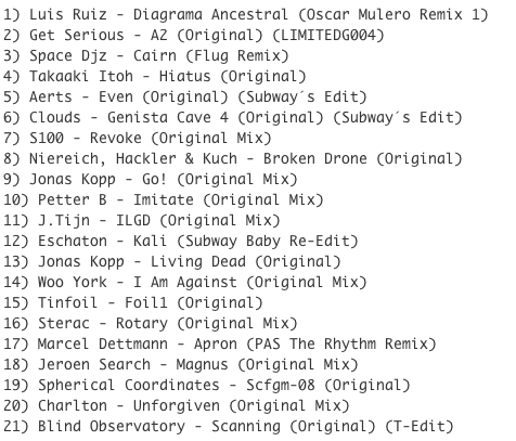 Subway Baby-In The Technotrunk (Part 35) TRACKLIST