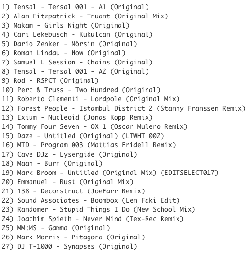 Subway Baby-In The Technotrunk (Part 36) TRACKLIST