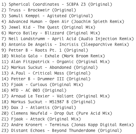 Subway Baby-In The Technotrunk (Part 38) TRACKLIST