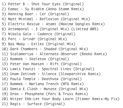 Subway Baby-In The Technotrunk (Part 39) TRACKLIST