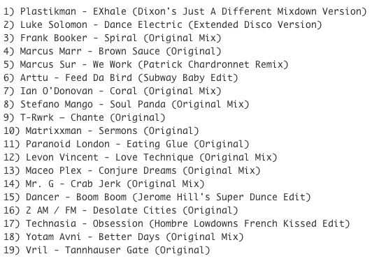 Subway Baby-Haus Your Buddy (Mixsession 18) TRACKLIST