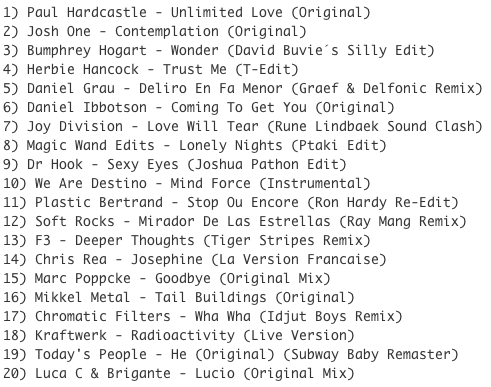 Subway Baby-Walkman Smoothie Traxx (Part 13) TRACKLIST