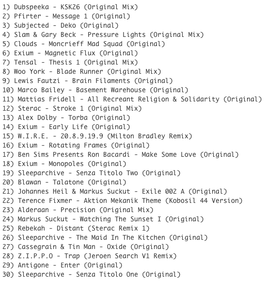 Subway Baby-In The Technotrunk (Part 44) TRACKLIST