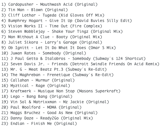 Subway Baby-Haus Your Buddy (Mixsession 23) TRACKLIST