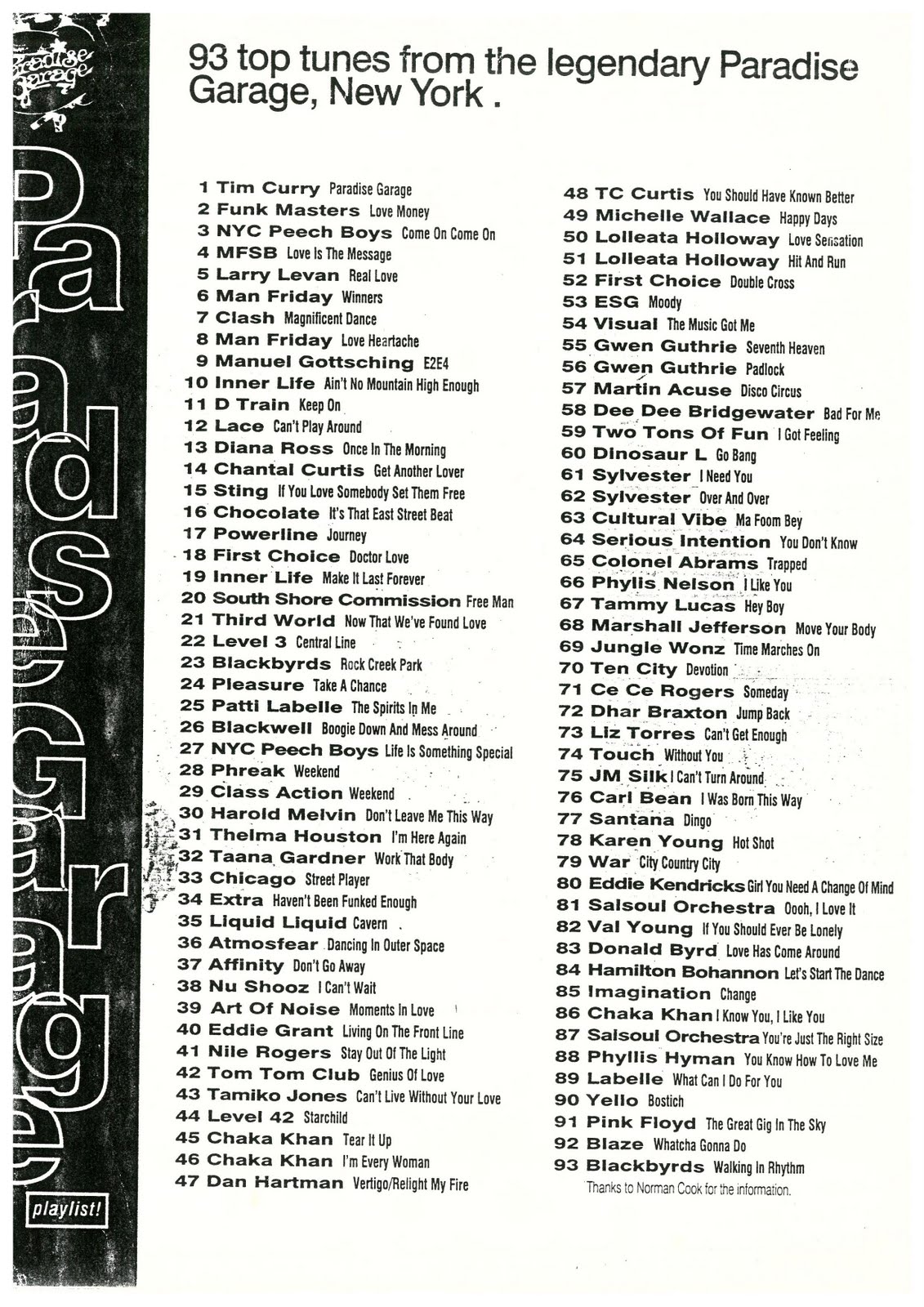 Paradise Garage Top 93