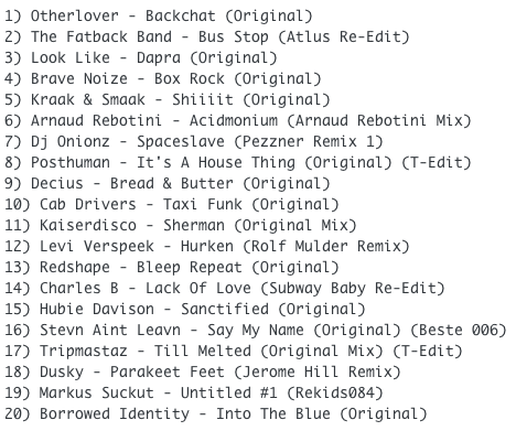 Subway Baby-Haus Your Buddy (Mixsession 25) TRACKLIST