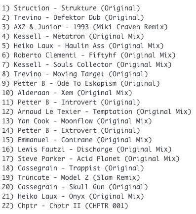 Subway Baby-In The Technotrunk (Part 50) TRACKLIST