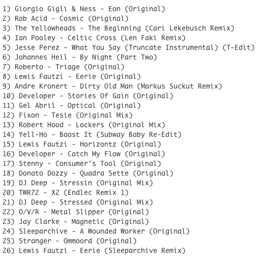 Subway Baby-In The Technotrunk (Part 51) TRACKLIST