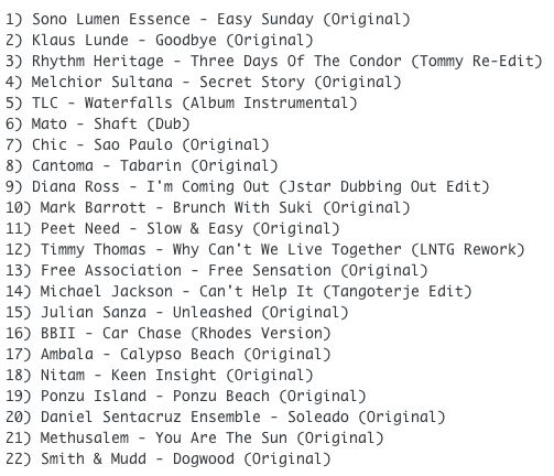 Subway Baby-Walkman Smoothie Traxx (Part 18) TRACKLIST