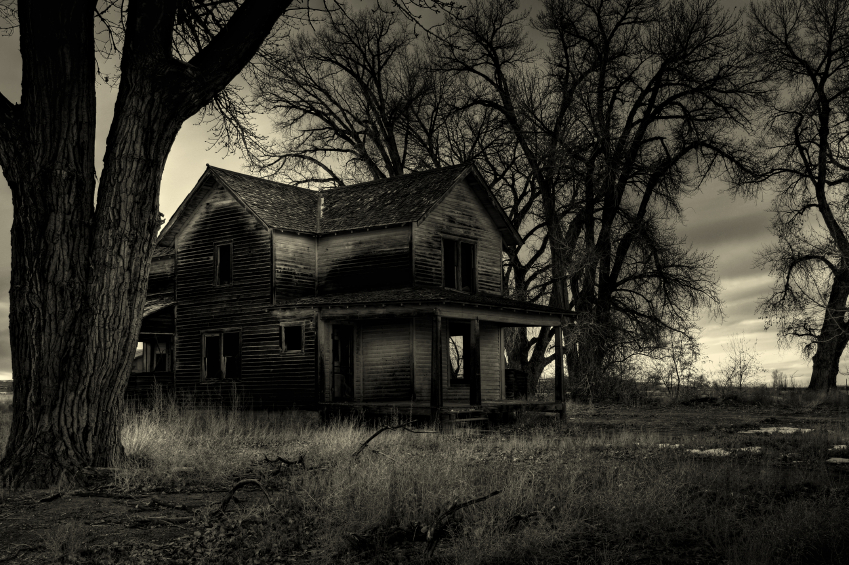 haunted house, as I was told by the locals. Shot in rural Wyoming. A dark, monochrome HDR image.